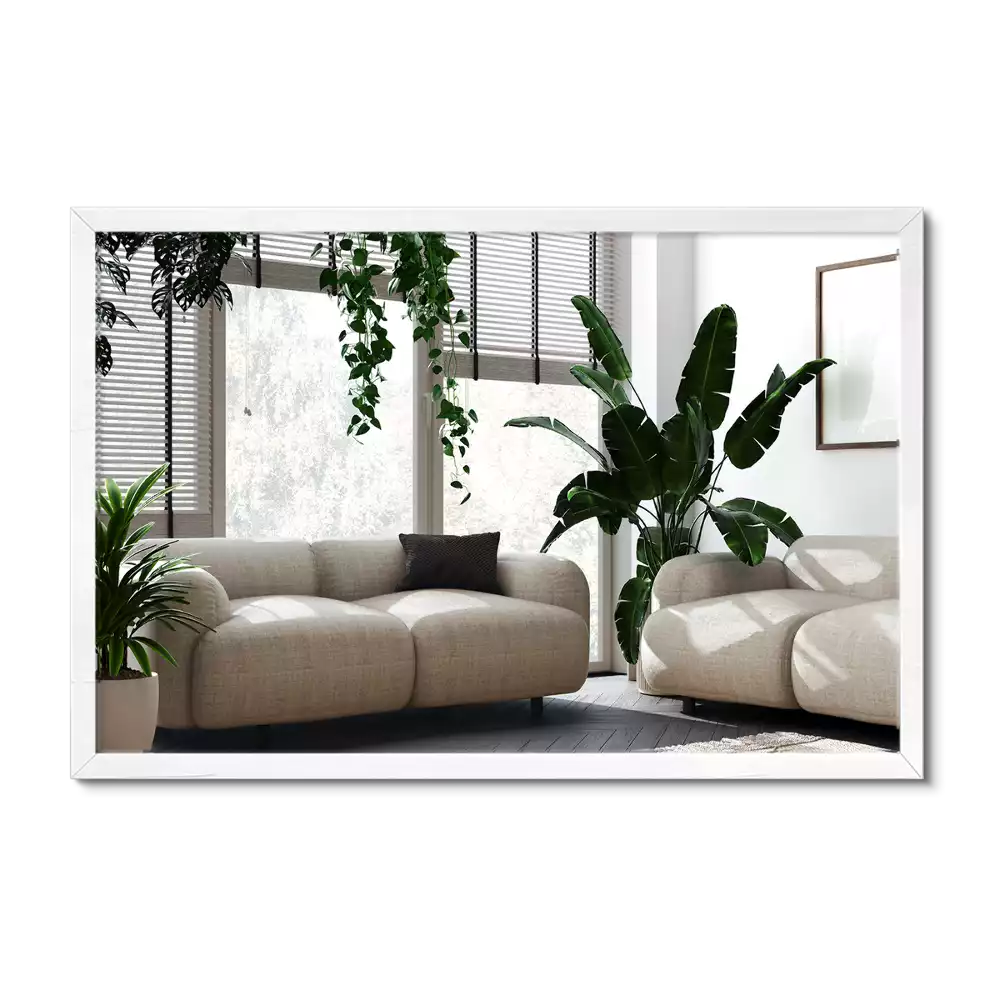 Espejo rectangular decorativo con marco blanco