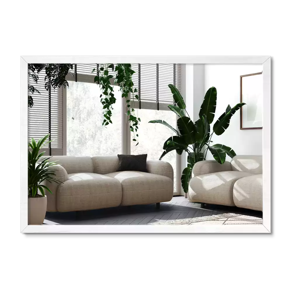 Espejo rectangular decorativo con marco blanco