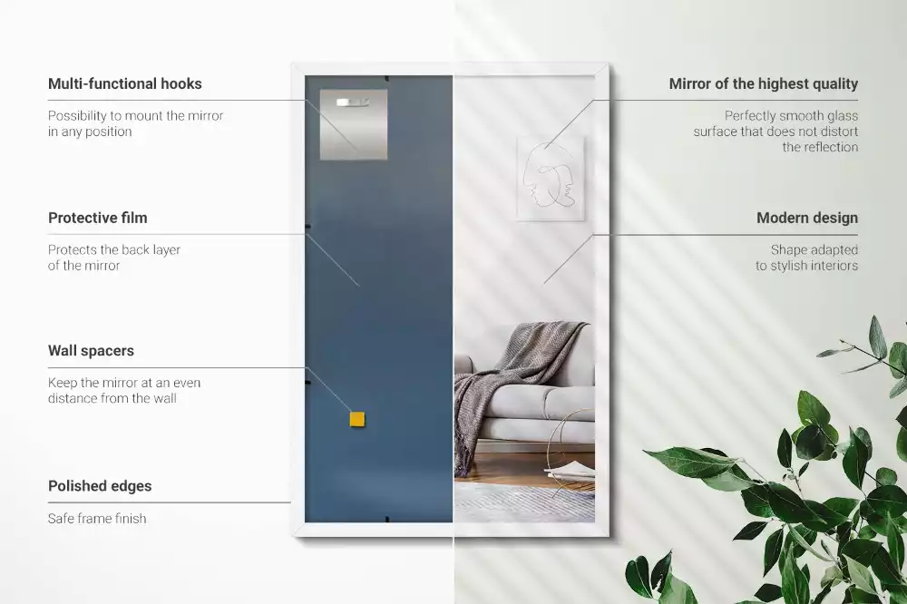 Espejo rectangular decorativo con marco blanco