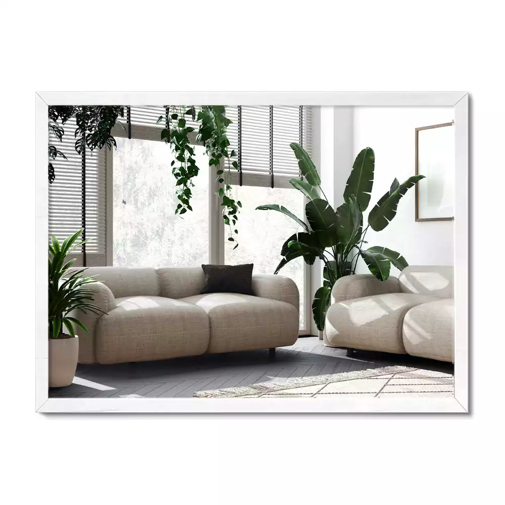 Espejo rectangular decorativo con marco blanco