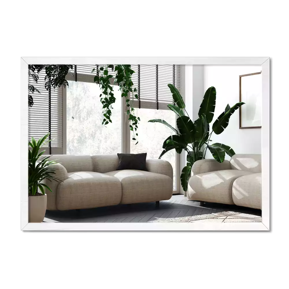 Espejo rectangular decorativo con marco blanco