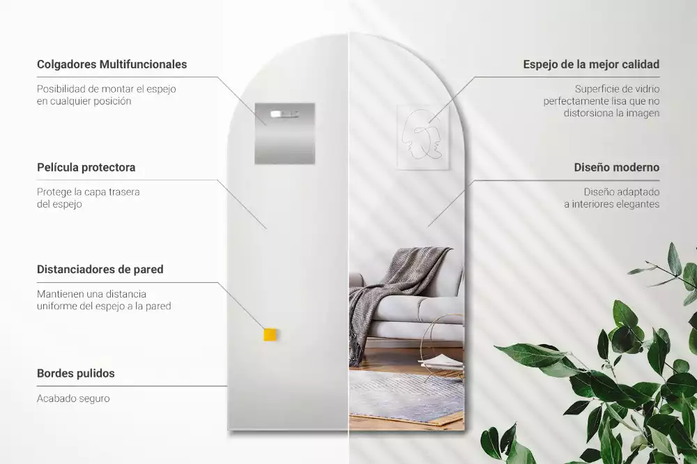 Espejo con arco decorativo de pared