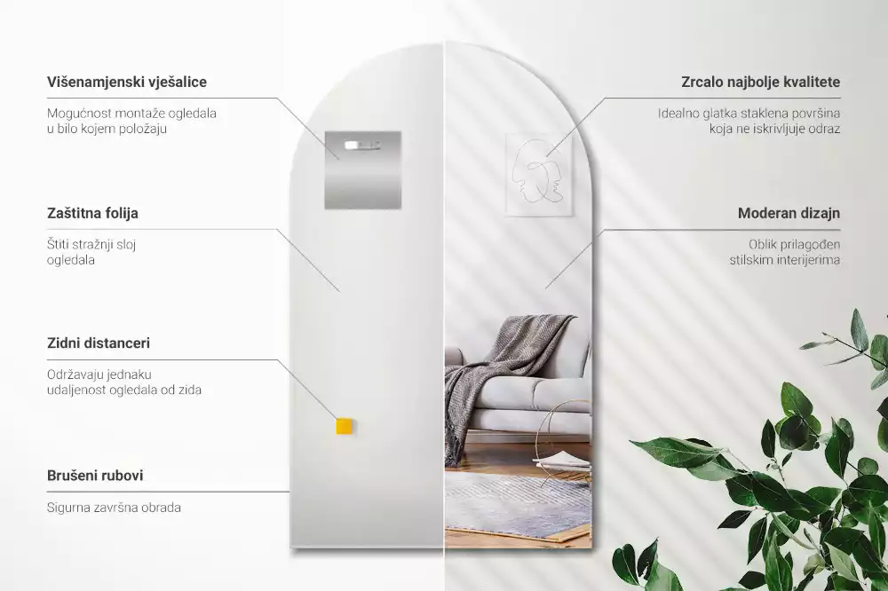 Espejo con arco decorativo de pared