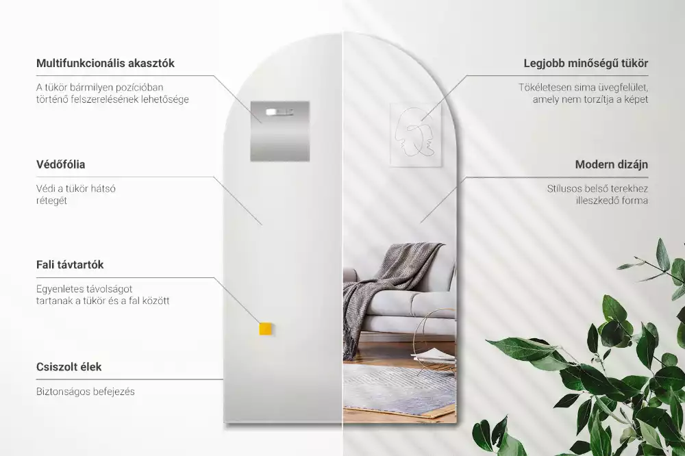 Espejo con arco decorativo de pared