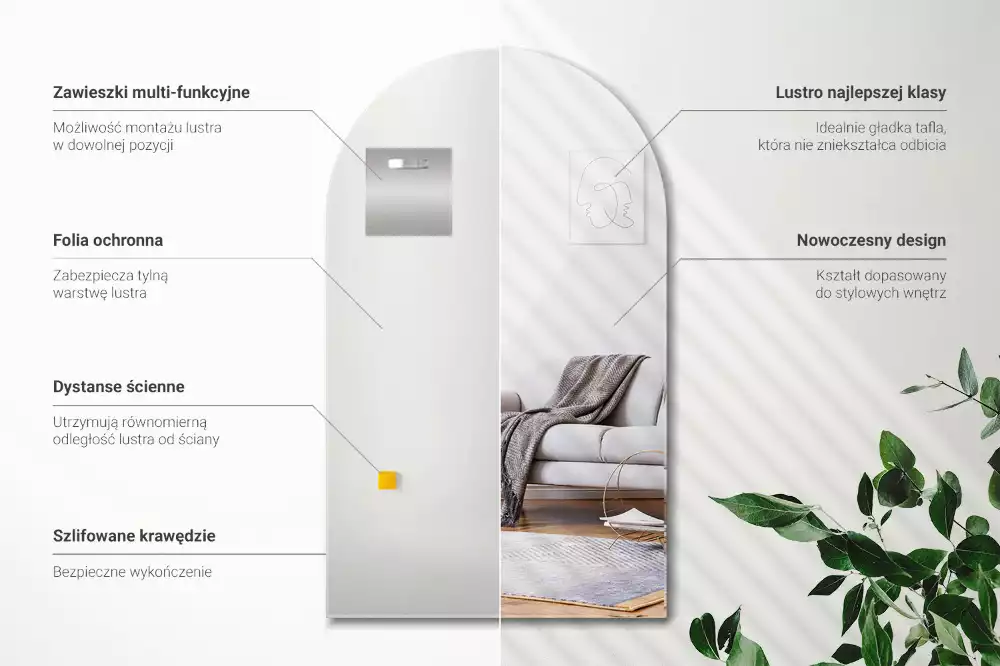 Espejo con arco decorativo de pared