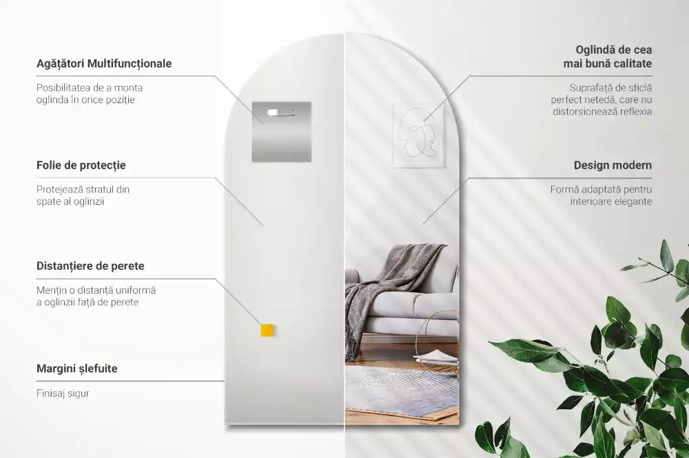 Espejo con arco decorativo de pared