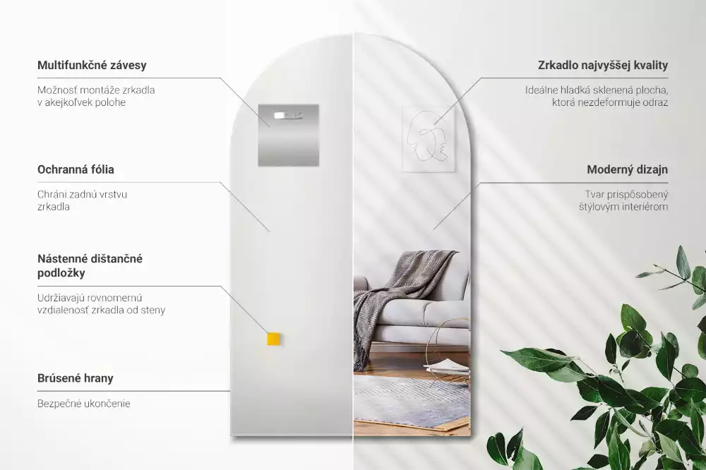 Espejo con arco decorativo de pared