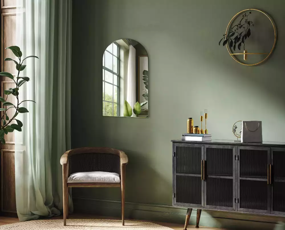 Espejo con arco decorativo de pared