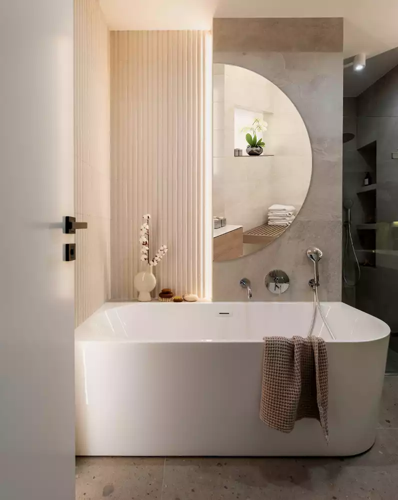 Espejo media luna colgante sin marco