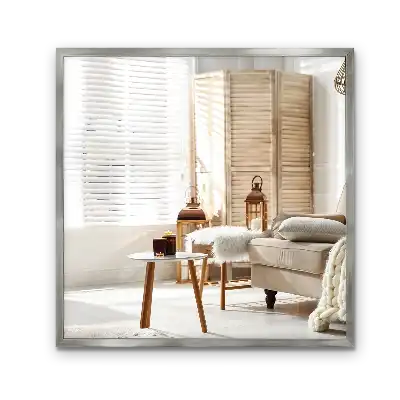 Espejo rectangular con marco plateado decorativo