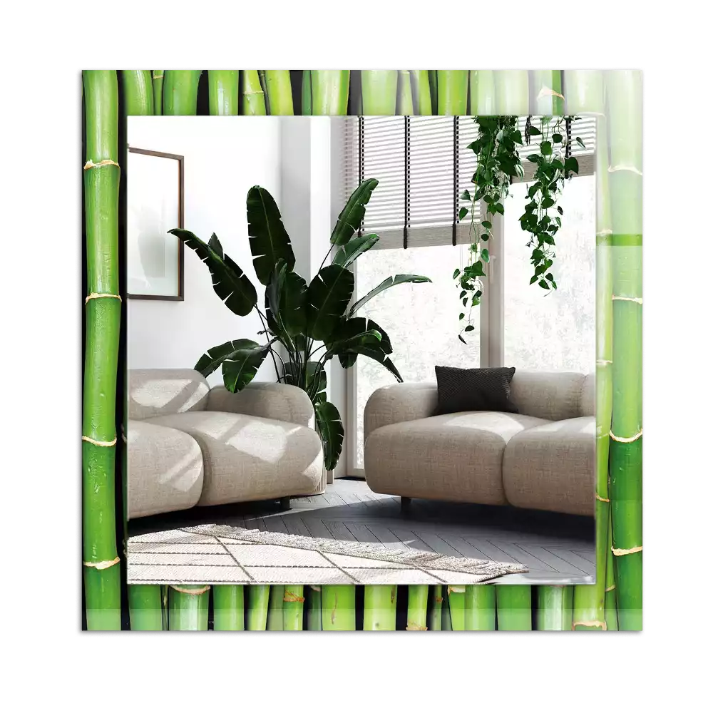 Espejo rectangular impreso Tallos de bambú verde