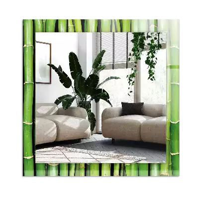 Espejo rectangular impreso Tallos de bambú verde