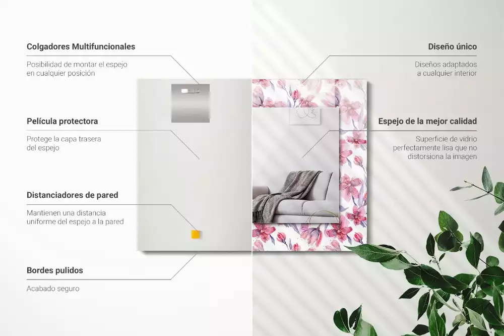 Espejo rectangular impreso Patrón de acuarela de flores