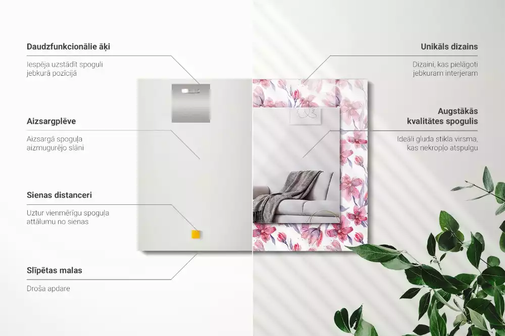 Espejo rectangular impreso Patrón de acuarela de flores