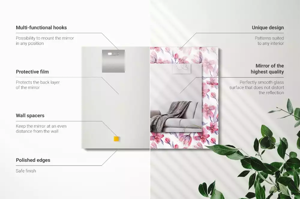 Espejo rectangular impreso Patrón de acuarela de flores