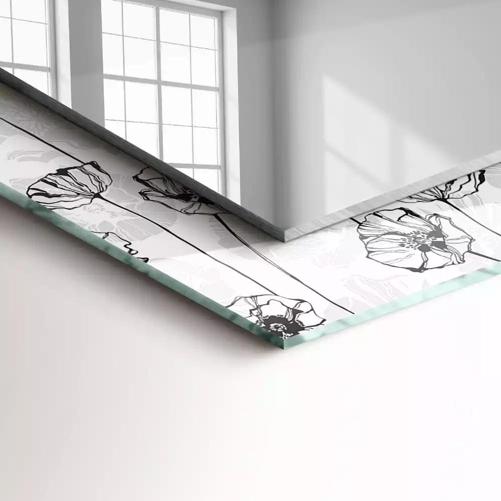 Espejo rectangular impreso Patrón de flores monocromático