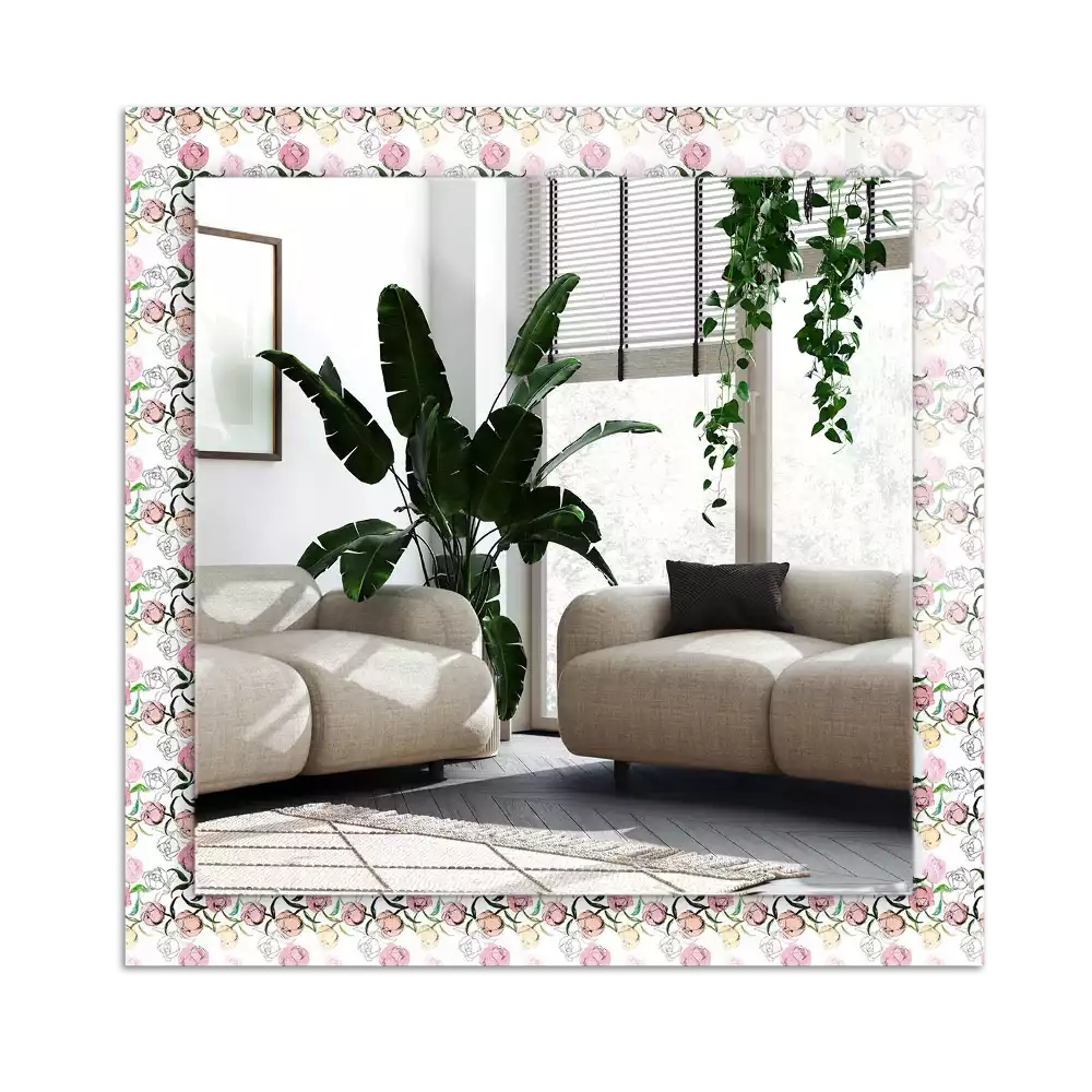 Espejo rectangular estampado Patrón floral