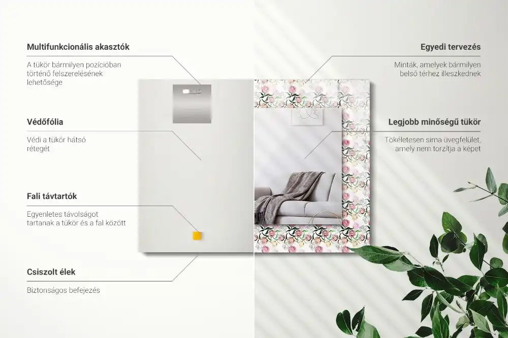 Espejo rectangular estampado Patrón floral