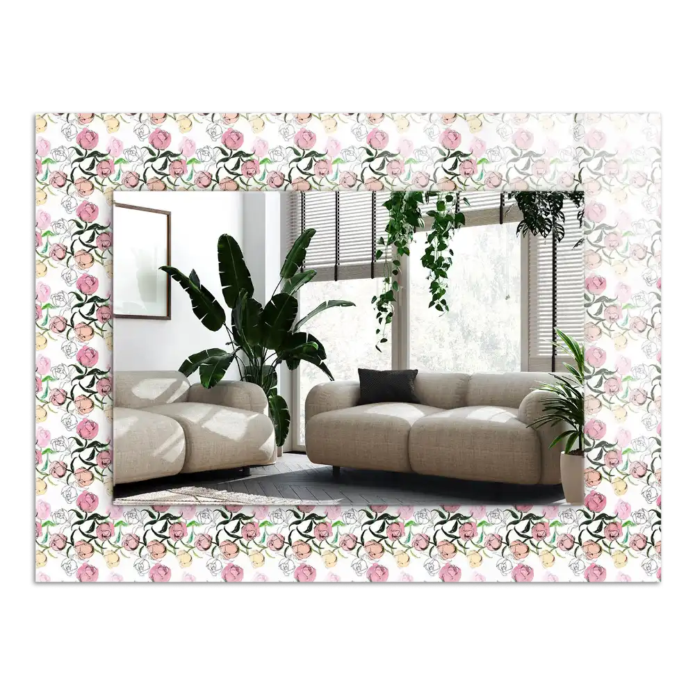 Espejo rectangular estampado Patrón floral