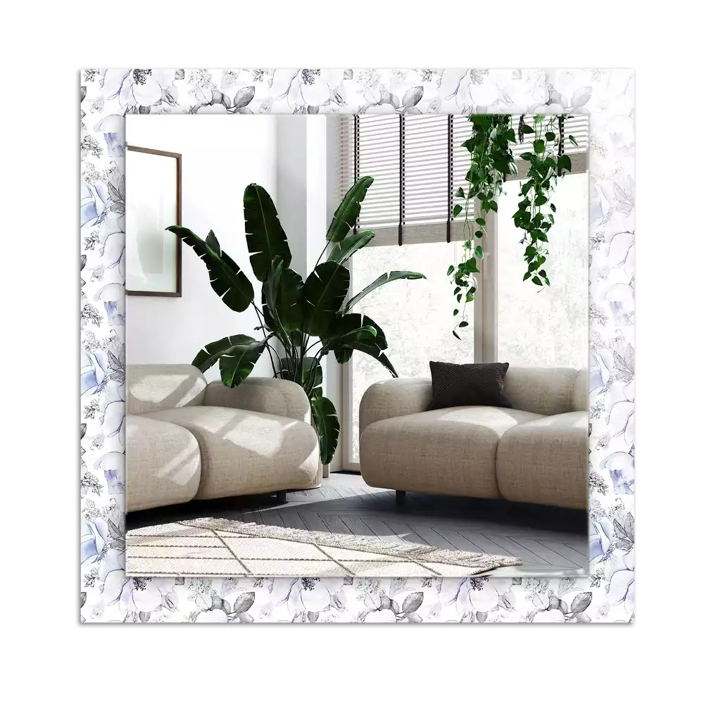 Espejo rectangular estampado Flores y hojas