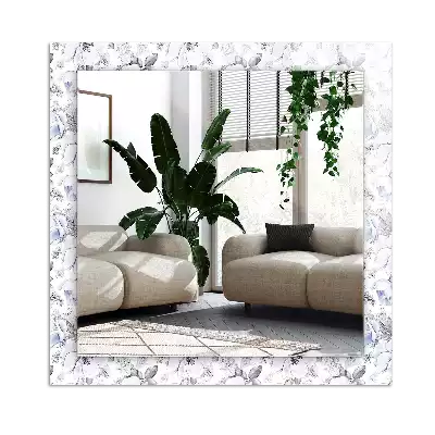 Espejo rectangular estampado Flores y hojas