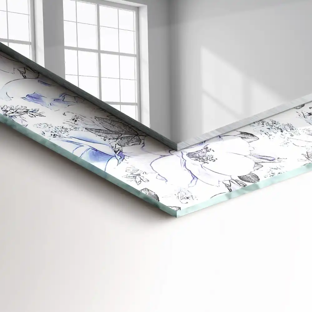 Espejo rectangular estampado Flores y hojas