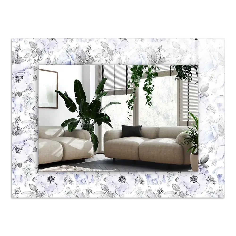 Espejo rectangular estampado Flores y hojas