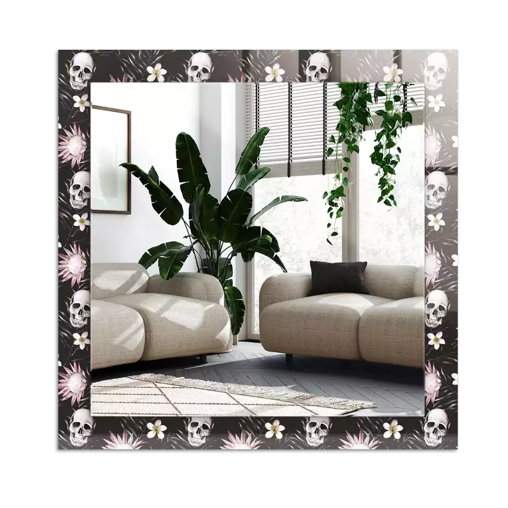 Espejo rectangular impreso Calaveras y flores