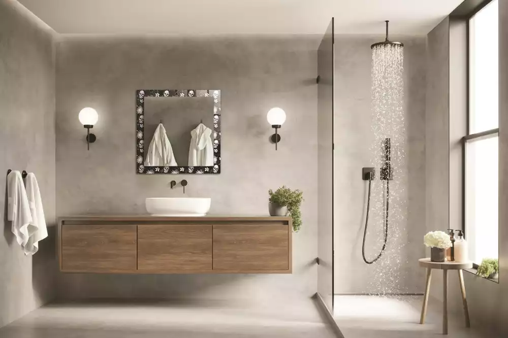 Espejo rectangular impreso Calaveras y flores