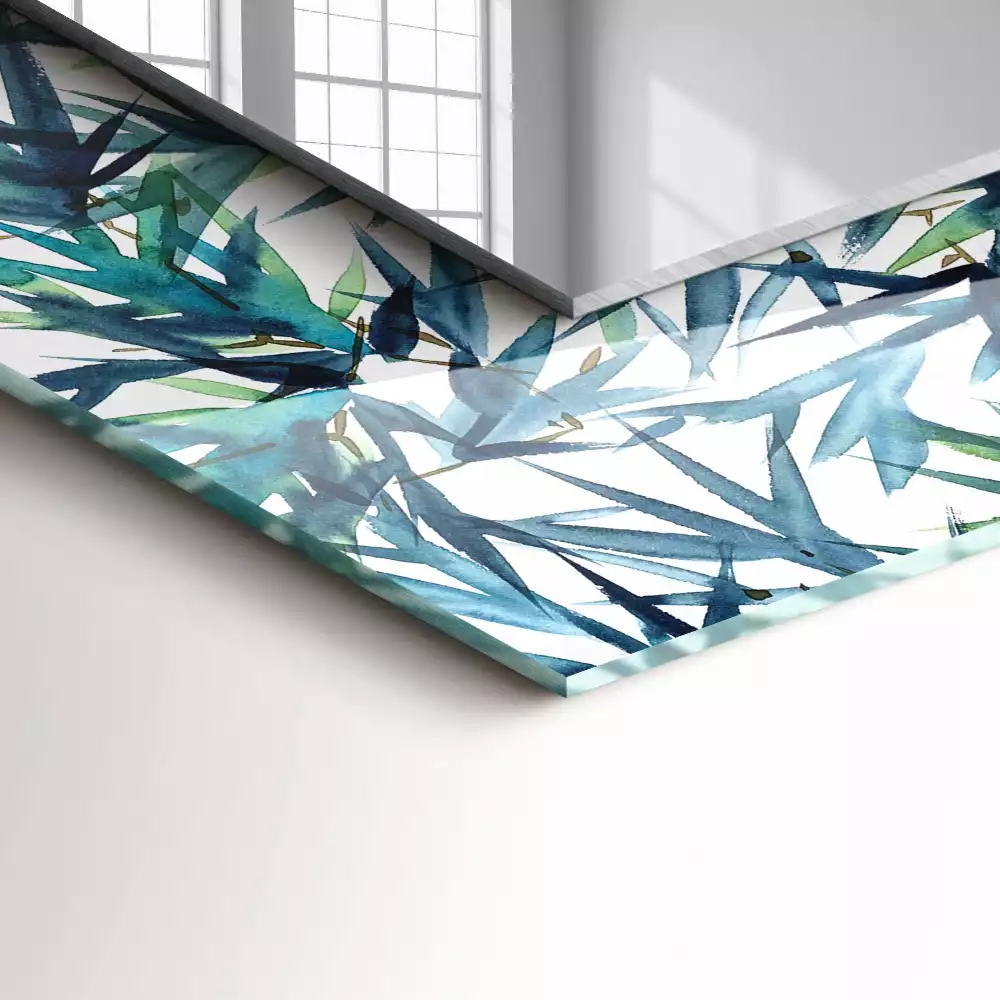 Espejo rectangular estampado Acuarela de hojas de bambú