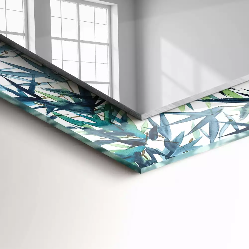Espejo rectangular estampado Acuarela de hojas de bambú