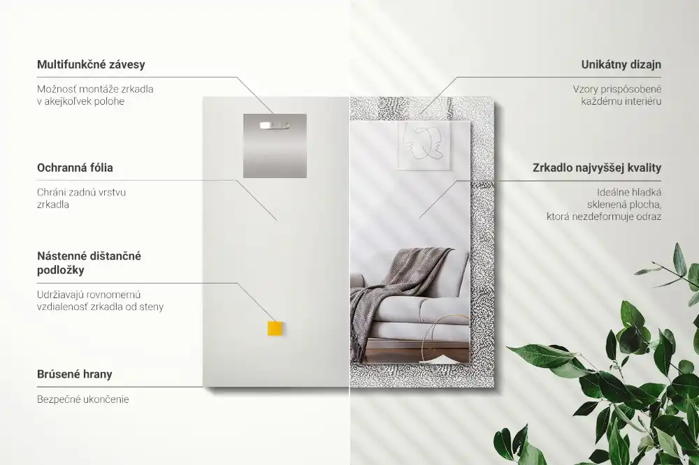 Espejo rectangular estampado patrón 3D