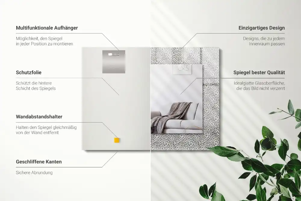 Espejo rectangular estampado patrón 3D