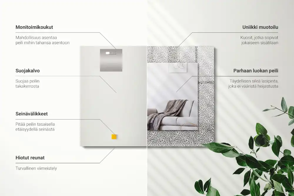 Espejo rectangular estampado patrón 3D