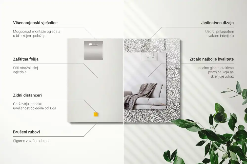 Espejo rectangular estampado patrón 3D