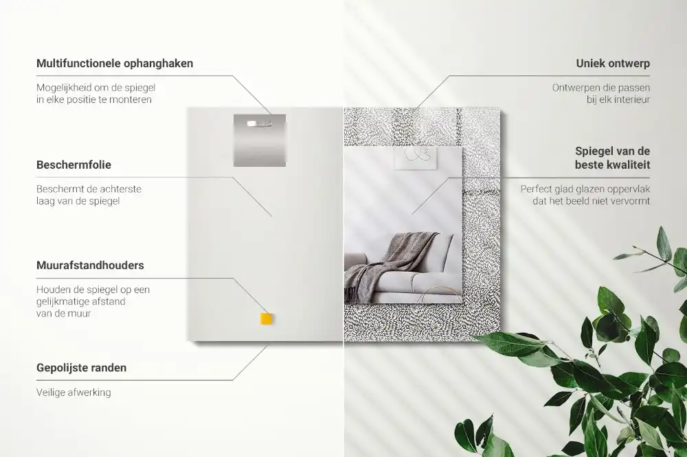 Espejo rectangular estampado patrón 3D