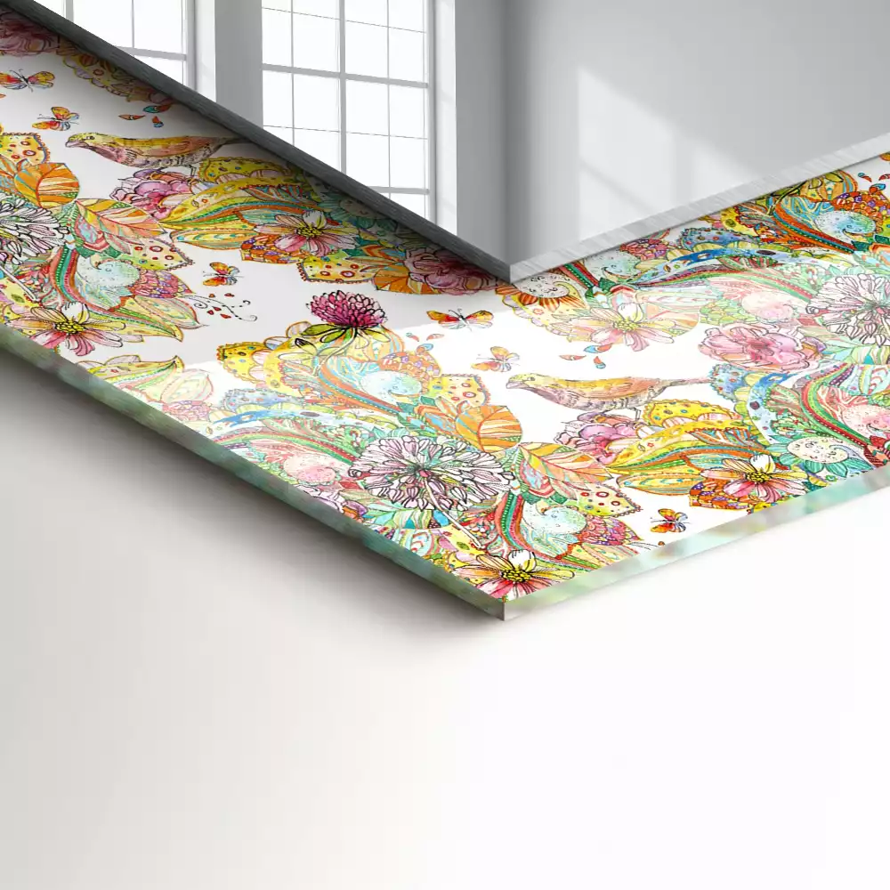 Espejo rectangular impreso Mariposas coloridas flores