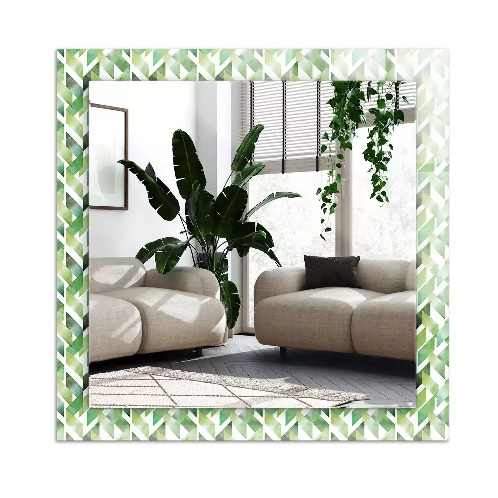 Espejo rectangular estampado Patrón geométrico verde