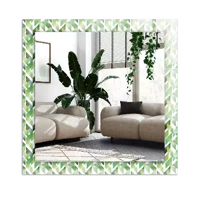 Espejo rectangular estampado Patrón geométrico verde
