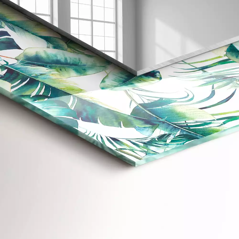 Espejo rectangular impreso Hojas tropicales verdes