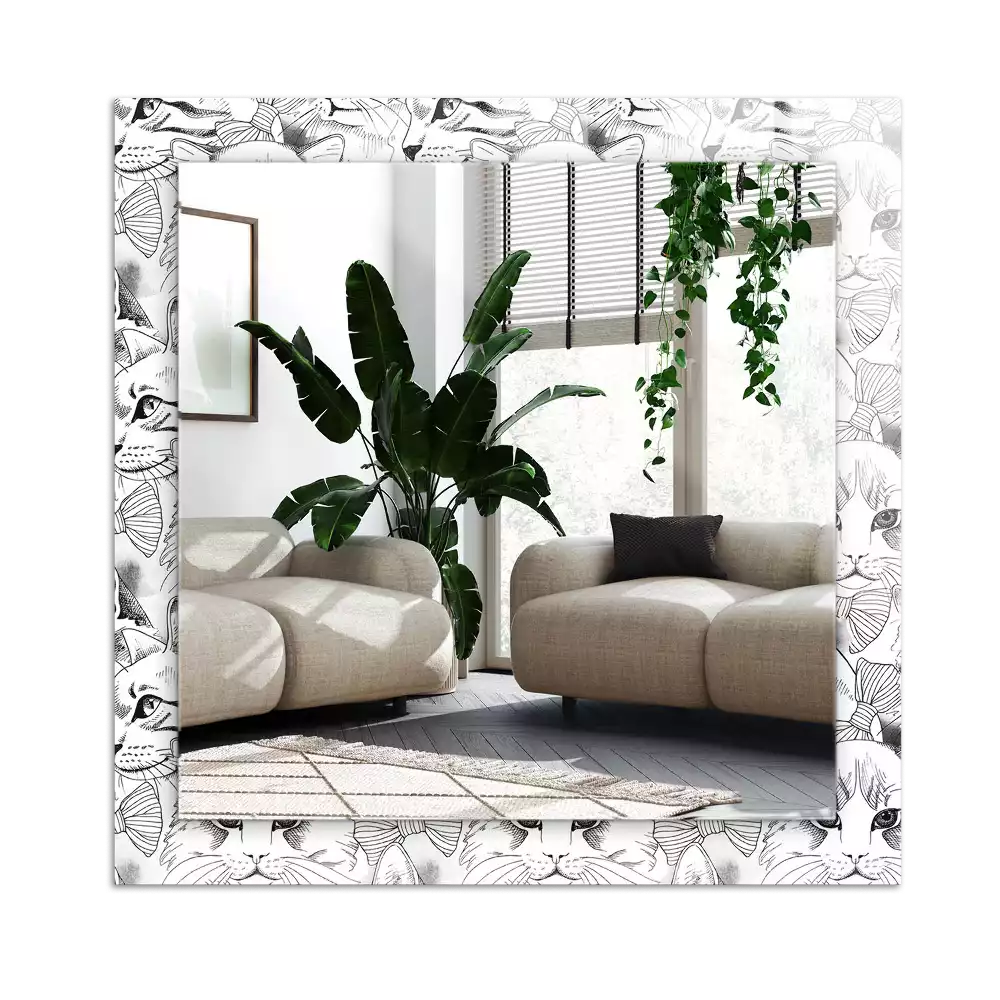 Espejo rectangular impreso Gatos con pajaritas