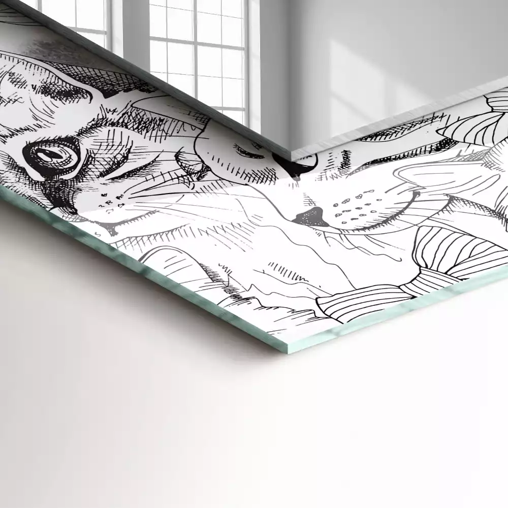 Espejo rectangular impreso Gatos con pajaritas