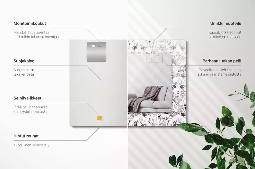 Espejo rectangular impreso Gatos con pajaritas