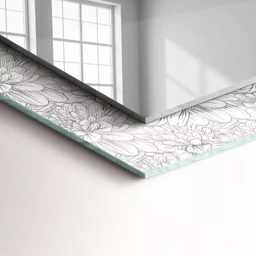 Espejo rectangular estampado Patrón floral monocromático