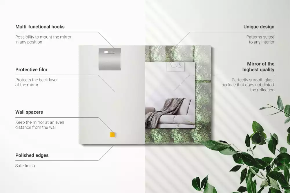 Espejo rectangular impreso Hojas de plantas tropicales