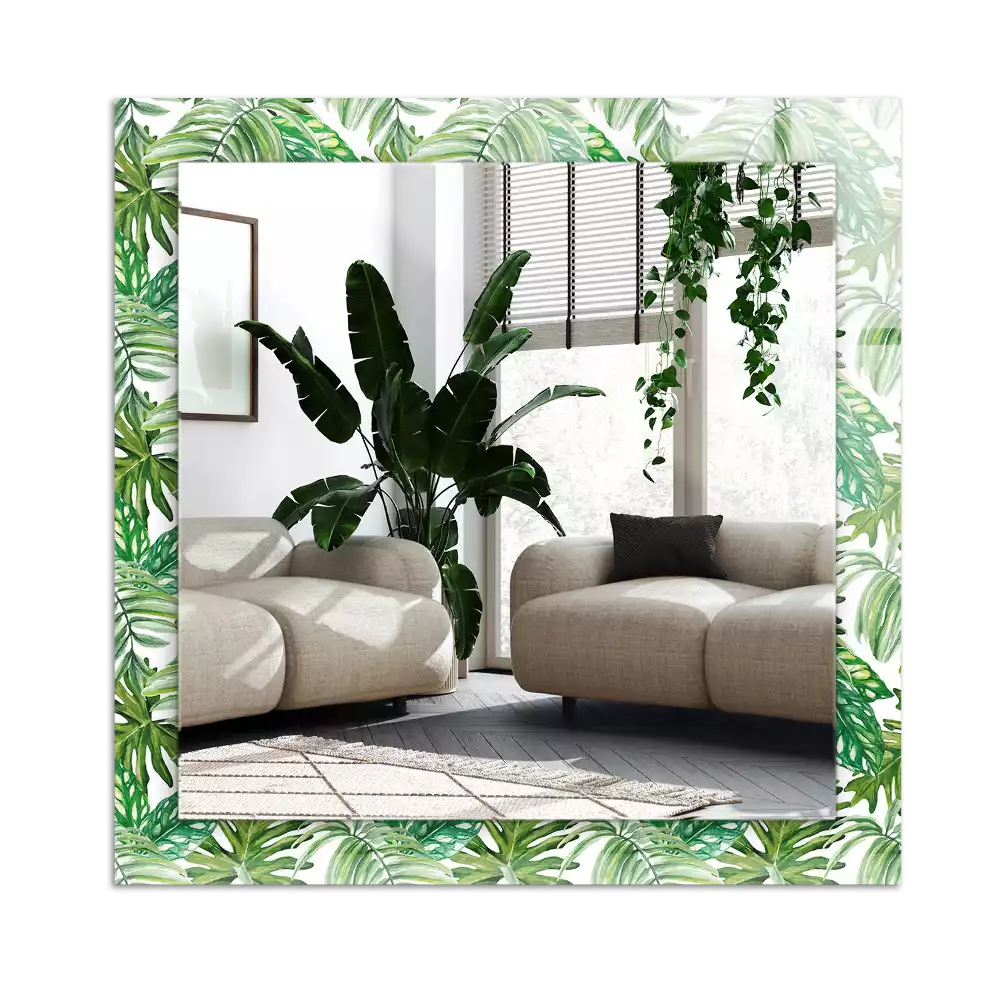 Espejo rectangular impreso Hojas tropicales verdes