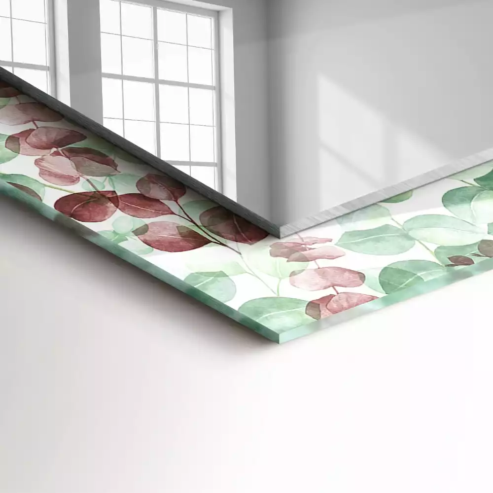 Espejo rectangular estampado Hojas de acuarela