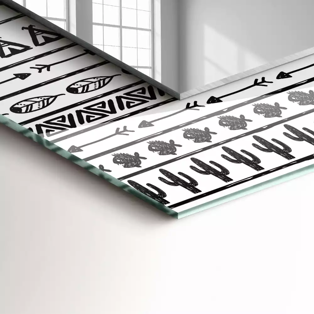 Espejo rectangular estampado Cactus punta de flecha tipi