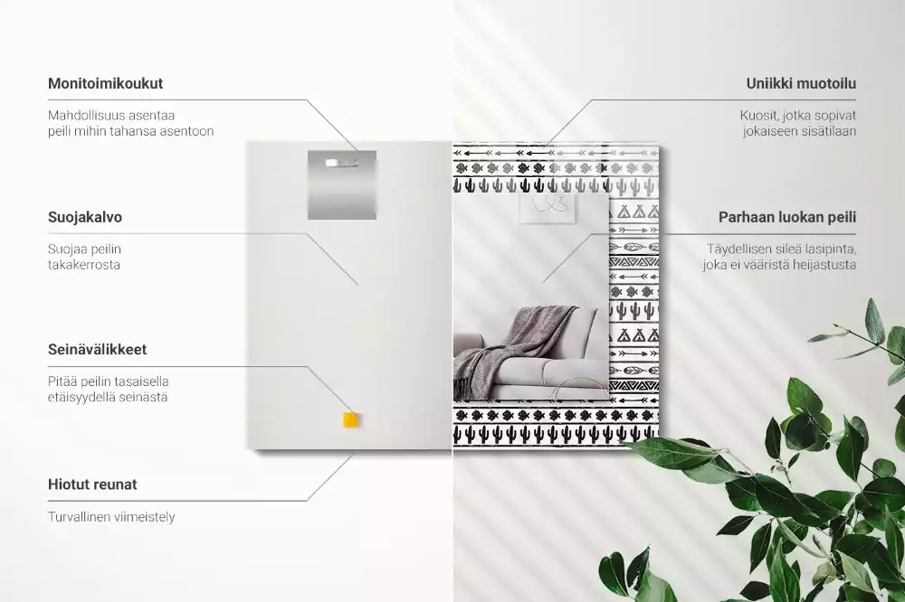 Espejo rectangular estampado Cactus punta de flecha tipi