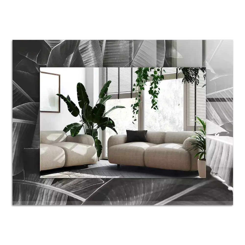 Espejo rectangular impreso hojas de plátano
